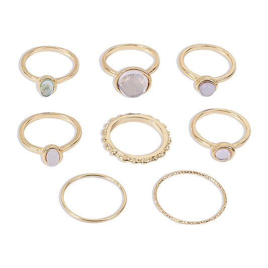 Celestia Charm Stackable Ring Set – 8-Piece Elegant Boho Mix