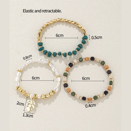 Leaf Pendant Irregular Vintage Pearl Ornamental Stone Bracelet