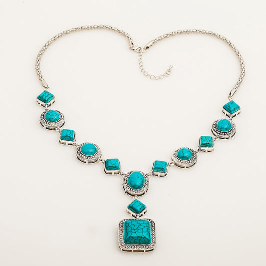 The Empress Necklace – Vintage Turquoise & Diamonds