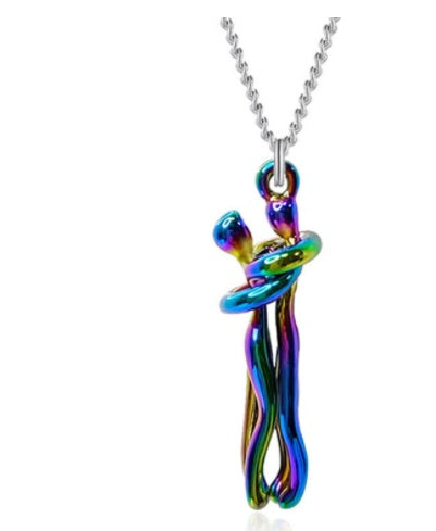 Embrace of Eternity™ – Artisan Dual-Tone Lovers' Pendant in Premium Metal Finish