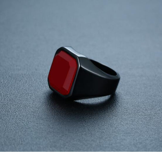 Men's Geometric Stainless Steel Signet Ring – Luxurious Modern Style