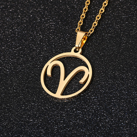 AURÉLIA Zodiac Pendant Necklace – Stainless Steel Unisex Jewelry