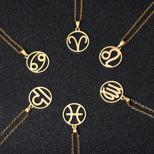 AURÉLIA Zodiac Pendant Necklace – Stainless Steel Unisex Jewelry