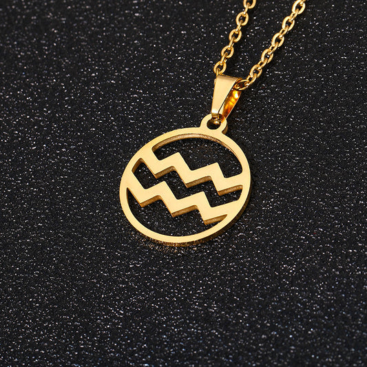 AURÉLIA Zodiac Pendant Necklace – Stainless Steel Unisex Jewelry