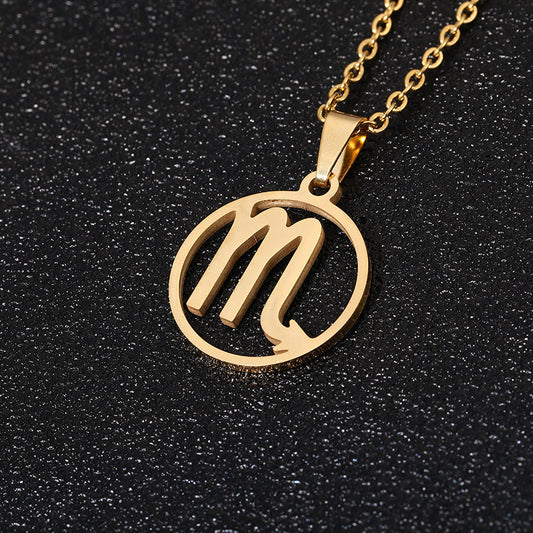 AURÉLIA Zodiac Pendant Necklace – Stainless Steel Unisex Jewelry