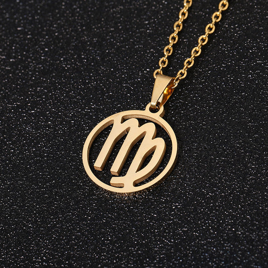AURÉLIA Zodiac Pendant Necklace – Stainless Steel Unisex Jewelry