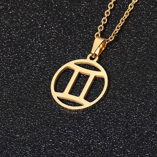 AURÉLIA Zodiac Pendant Necklace – Stainless Steel Unisex Jewelry