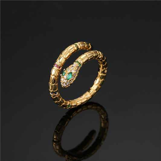 Emerald Serpent Wrap Ring – Gold Plated Luxury Statement