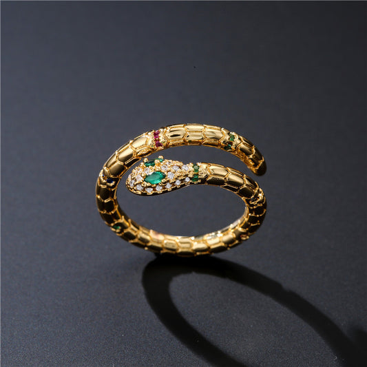 Emerald Serpent Wrap Ring – Gold Plated Luxury Statement