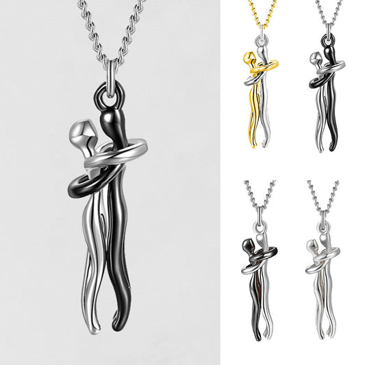 Embrace of Eternity™ – Artisan Dual-Tone Lovers' Pendant in Premium Metal Finish