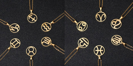 AURÉLIA Zodiac Pendant Necklace – Stainless Steel Unisex Jewelry