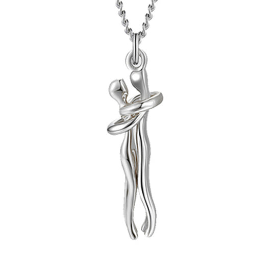 Embrace of Eternity™ – Artisan Dual-Tone Lovers' Pendant in Premium Metal Finish