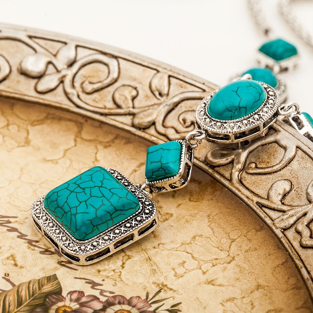 The Empress Necklace – Vintage Turquoise & Diamonds