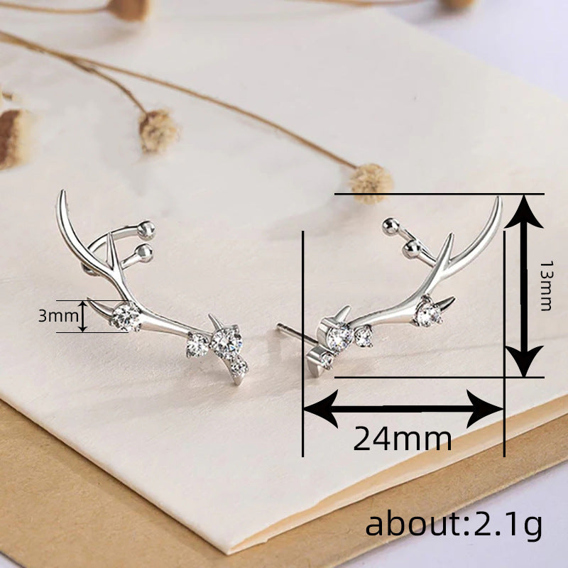 Stud Earrings Female Inlaid Zircon Personality Ornament