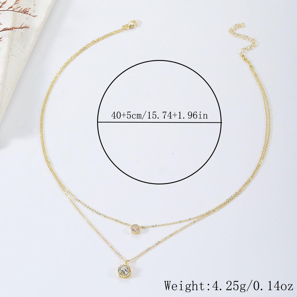 Radiant Royale: Dual-Layered Crystal Pendant Necklace in Gold & Silver Elegance