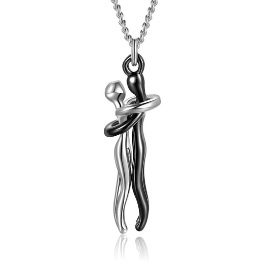 Embrace of Eternity™ – Artisan Dual-Tone Lovers' Pendant in Premium Metal Finish