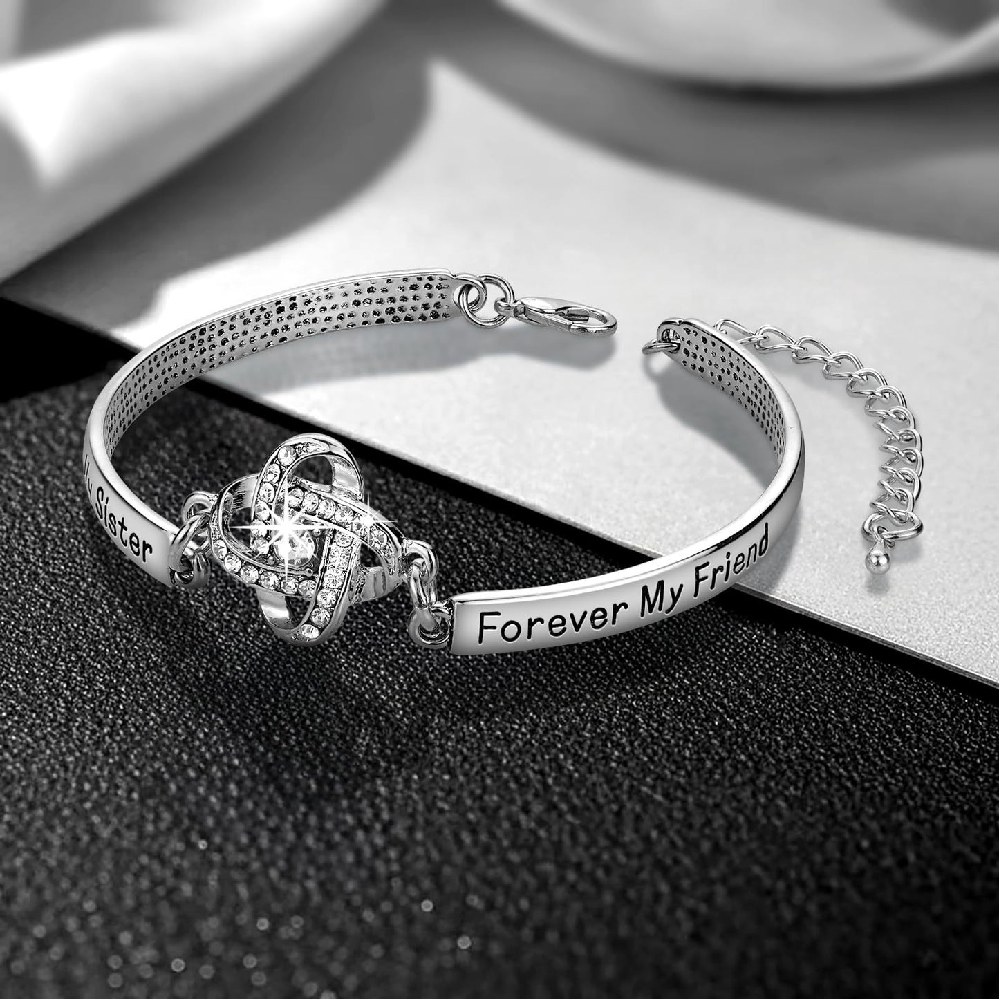 Sisters Friendship Theme Silver Bracelet