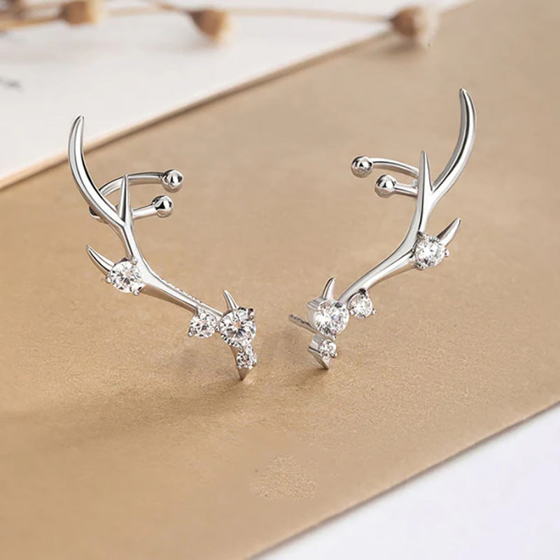 Stud Earrings Female Inlaid Zircon Personality Ornament