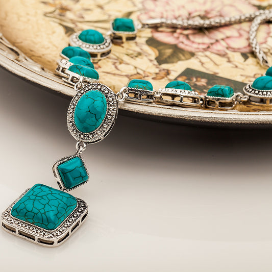 The Empress Necklace – Vintage Turquoise & Diamonds