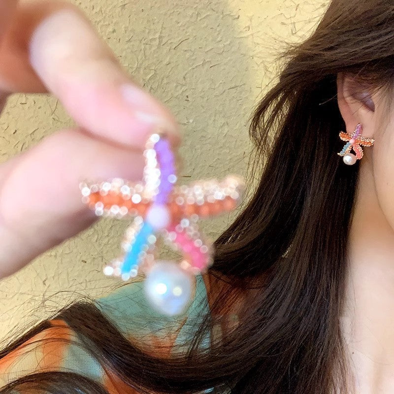Seaside Vacation Style Colorful Starfish Earrings