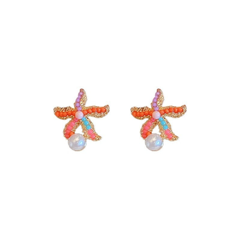 Seaside Vacation Style Colorful Starfish Earrings