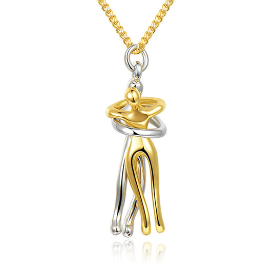 Embrace of Eternity™ – Artisan Dual-Tone Lovers' Pendant in Premium Metal Finish