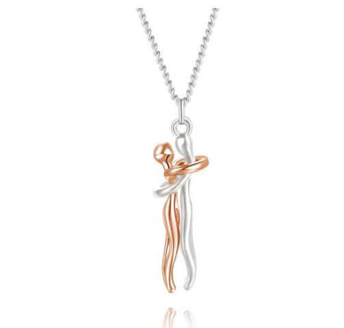 Embrace of Eternity™ – Artisan Dual-Tone Lovers' Pendant in Premium Metal Finish