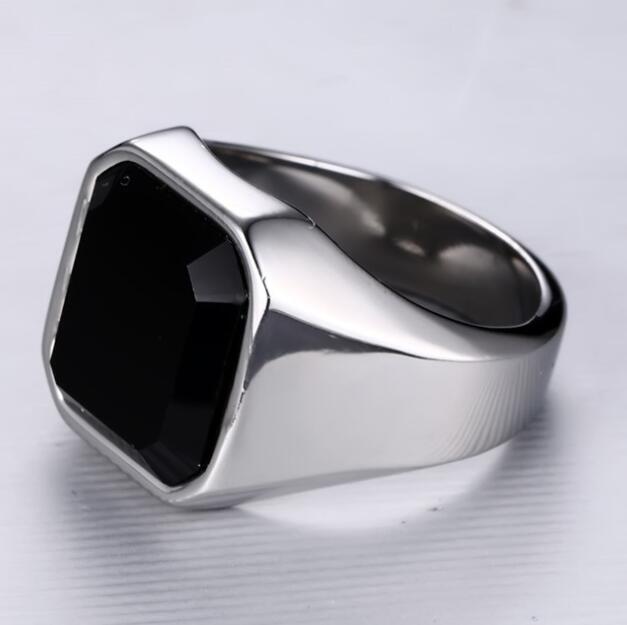 Men's Geometric Stainless Steel Signet Ring – Luxurious Modern Style