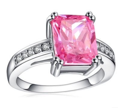 Rosalia Radiance – Princess Cut Pink Gemstone Ring