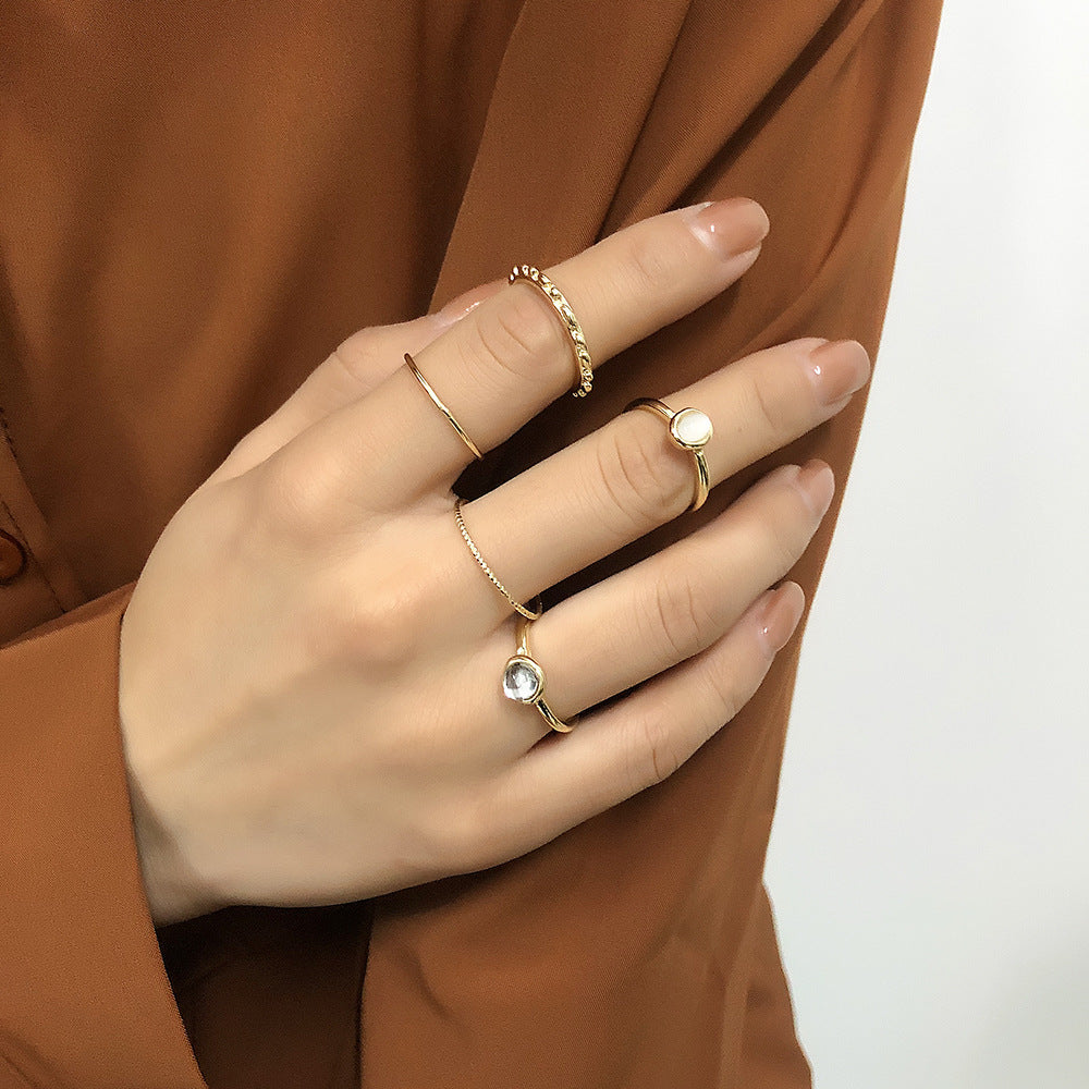 Celestia Charm Stackable Ring Set – 8-Piece Elegant Boho Mix