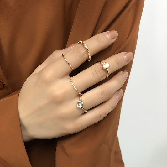Celestia Charm Stackable Ring Set – 8-Piece Elegant Boho Mix