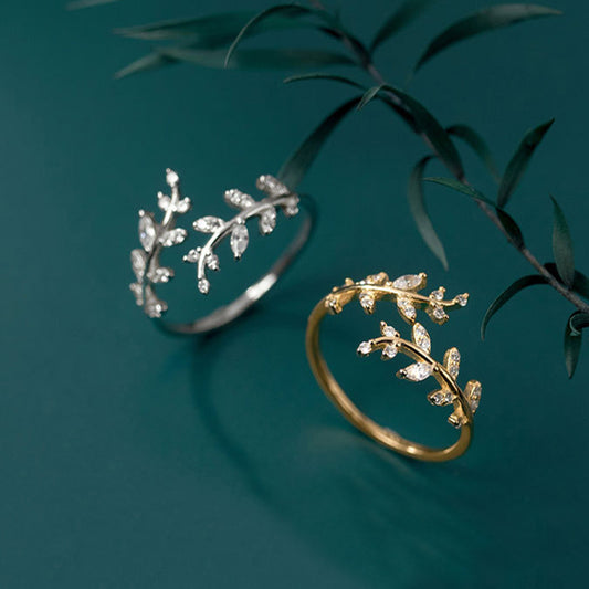 Aura Collection: Glimmering Leaf Rings