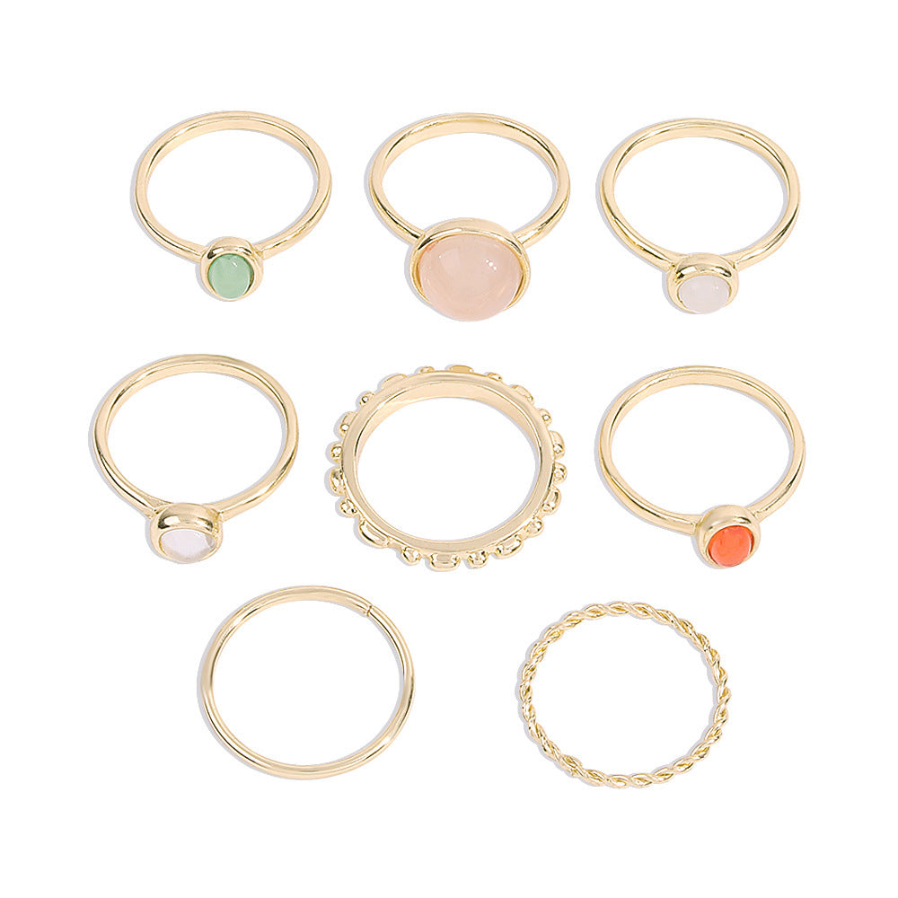 Celestia Charm Stackable Ring Set – 8-Piece Elegant Boho Mix