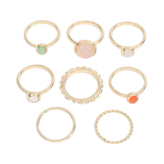 Celestia Charm Stackable Ring Set – 8-Piece Elegant Boho Mix