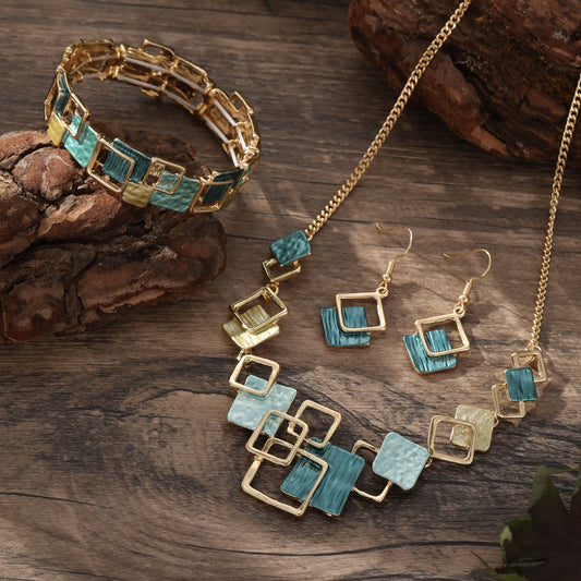 Elegant Geometric Square Jewelry Set