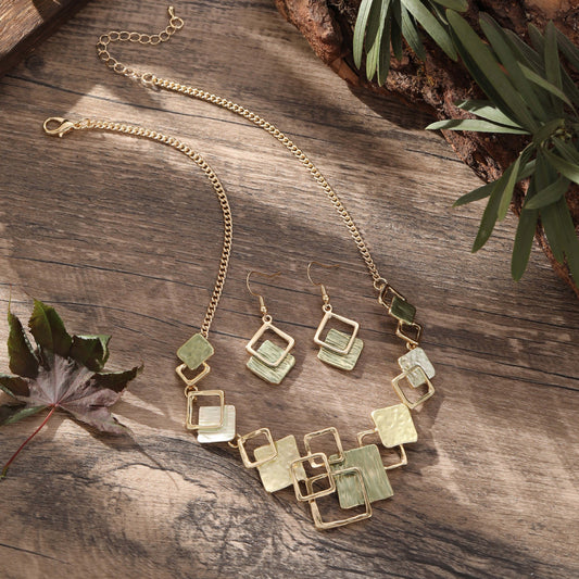 Elegant Geometric Square Jewelry Set