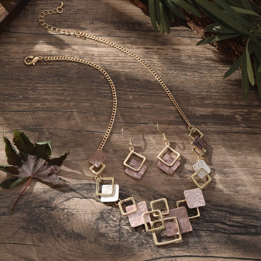 Elegant Geometric Square Jewelry Set