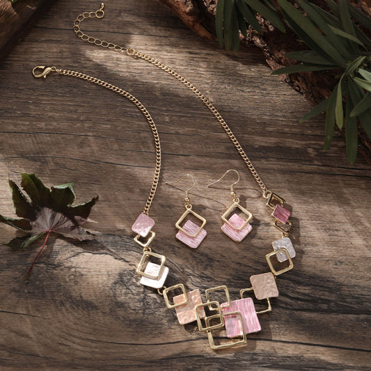 Elegant Geometric Square Jewelry Set