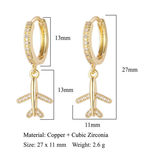 Elegant Cherry Bow Zircon Stud Earrings – Copper Finish for Women