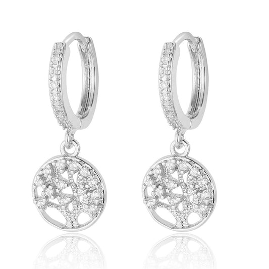 Elegant Cherry Bow Zircon Stud Earrings – Copper Finish for Women