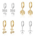 Elegant Cherry Bow Zircon Stud Earrings – Copper Finish for Women