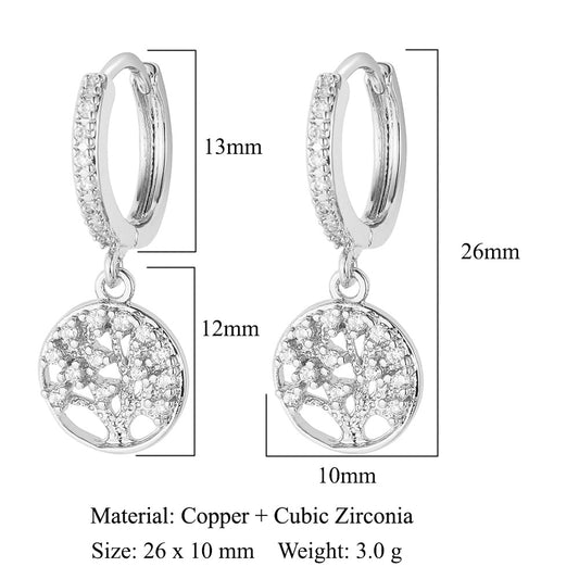 Elegant Cherry Bow Zircon Stud Earrings – Copper Finish for Women