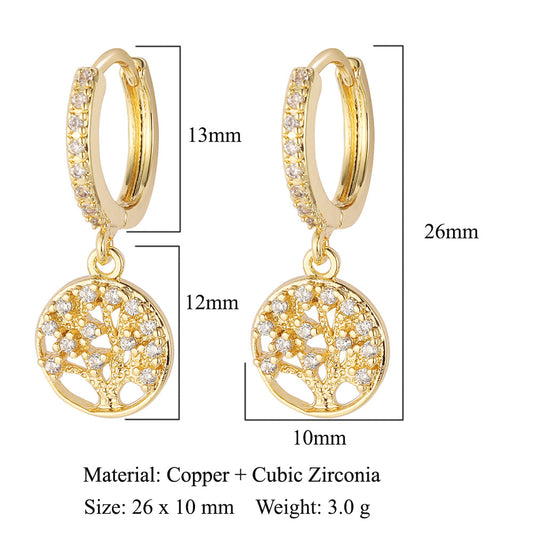 Elegant Cherry Bow Zircon Stud Earrings – Copper Finish for Women