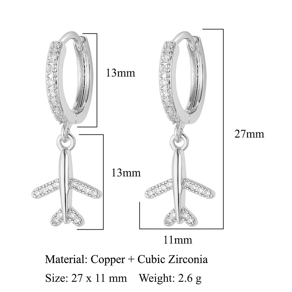 Elegant Cherry Bow Zircon Stud Earrings – Copper Finish for Women