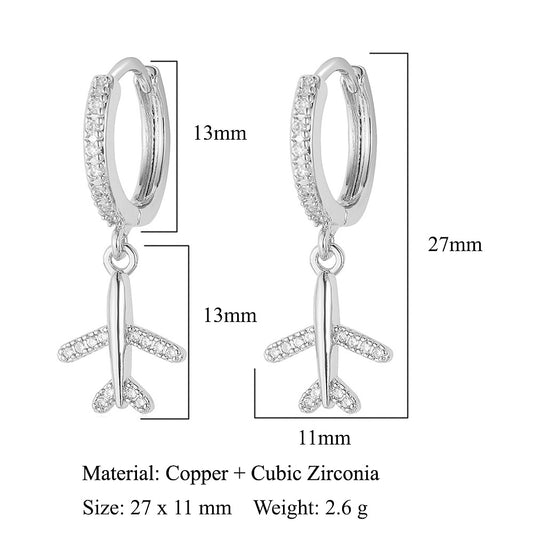 Elegant Cherry Bow Zircon Stud Earrings – Copper Finish for Women