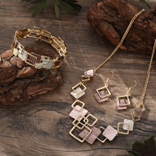 Elegant Geometric Square Jewelry Set