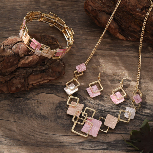Elegant Geometric Square Jewelry Set