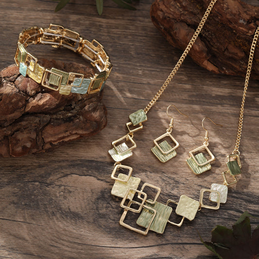 Elegant Geometric Square Jewelry Set