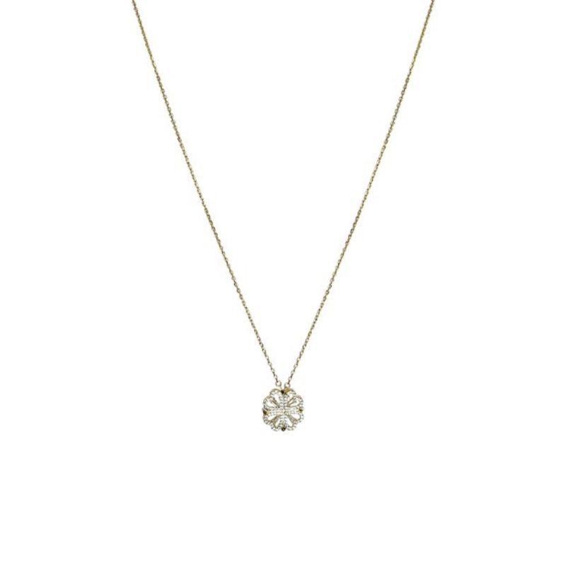 Four-Leaf Clover Heart Necklace – Magnetic Folding Pendant, Romantic Gift for Her