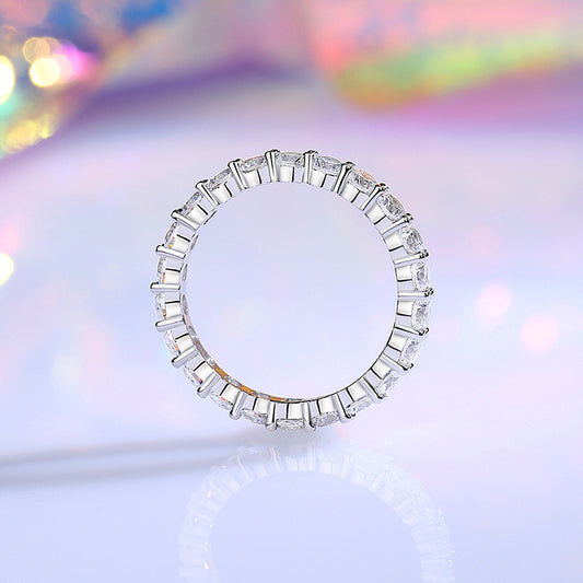 GeoLuxe Diamond-Cut Silver Ring